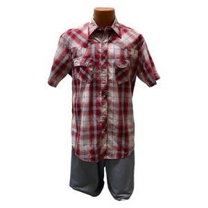 Wrangler Men's Button-down Plaid Wrancher Shirt, Large, Pre-owned